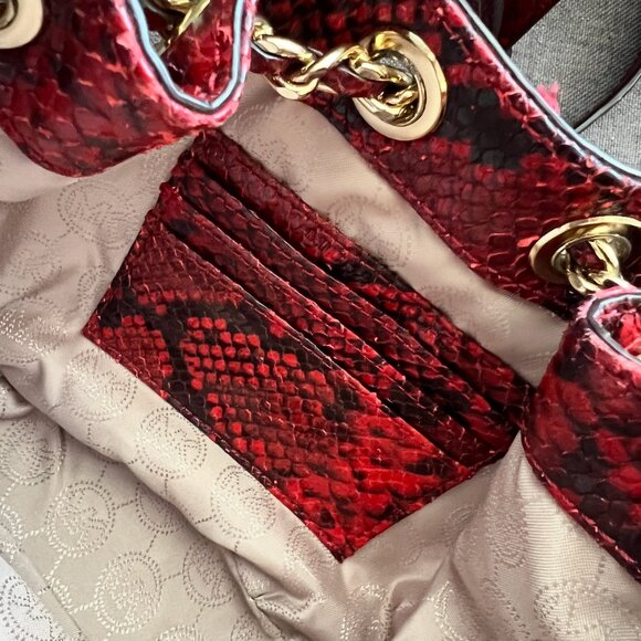 Michael Kors Frankie Embossed Python Leather Small Drawstring Crossbody Bag - Picture 5 of 7